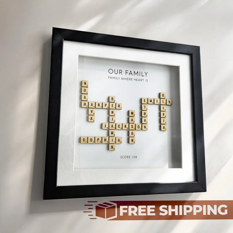 Custom Made Scrabble Family Name Frame